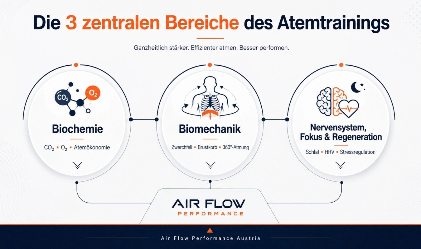 Die 3 zentralen Bereiche des Atemtrainings — Biochemie, Biomechanik, Nervensystem