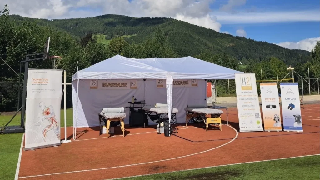 Eventmassage und Sportmassage bei einem Sportevent mit K2 Massage