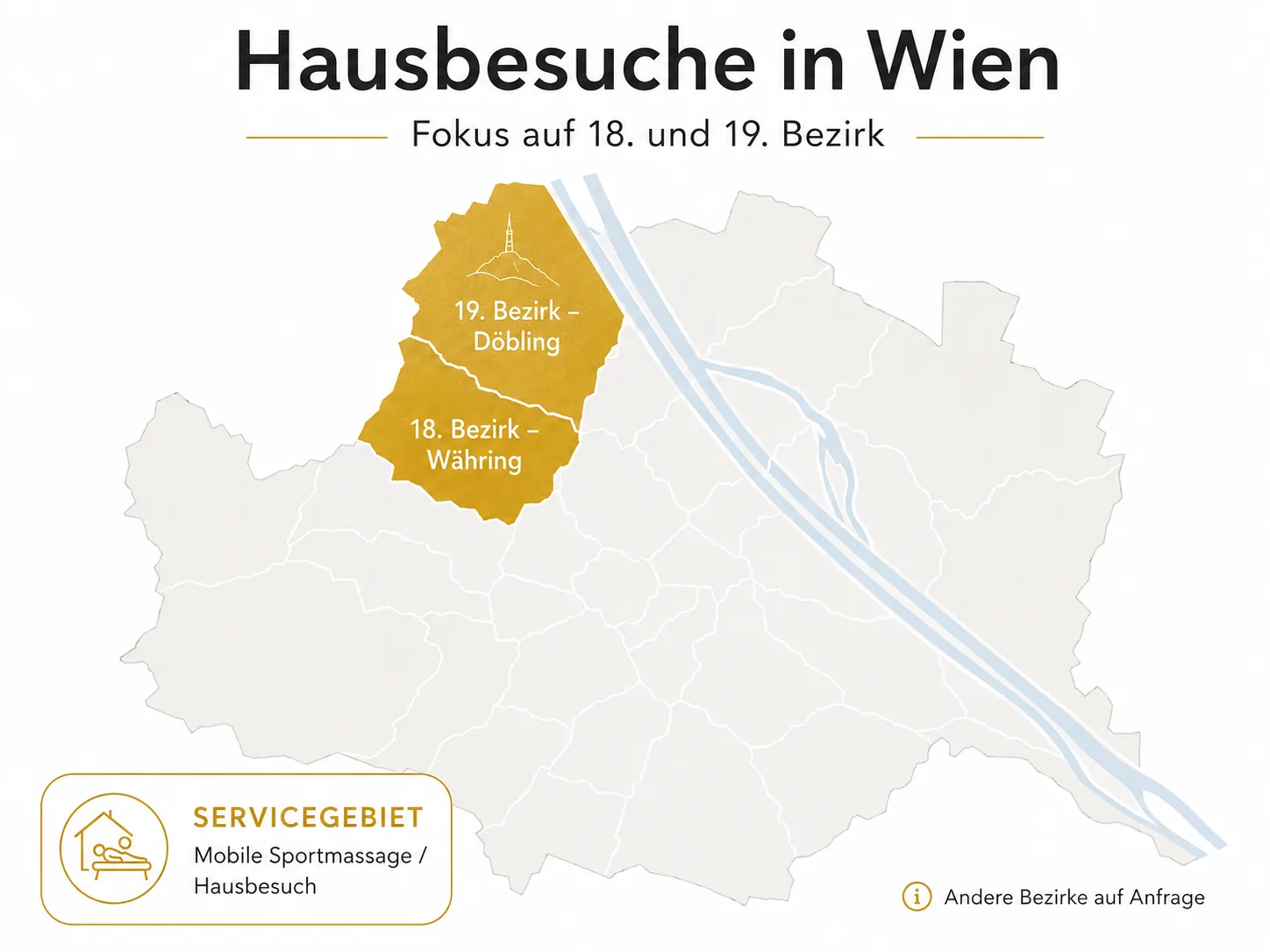 Servicegebiet für Sportmassage Hausbesuche in 1190 Döbling und 1180 Währing